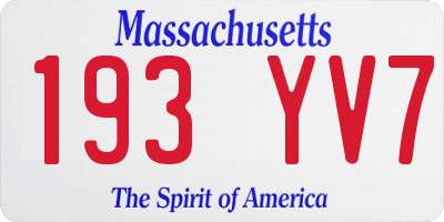 MA license plate 193YV7