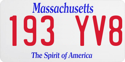 MA license plate 193YV8