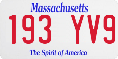 MA license plate 193YV9