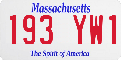 MA license plate 193YW1