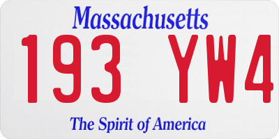MA license plate 193YW4