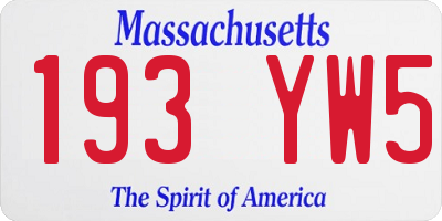 MA license plate 193YW5