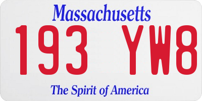 MA license plate 193YW8