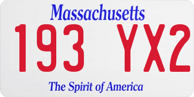 MA license plate 193YX2