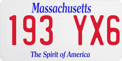 MA license plate 193YX6