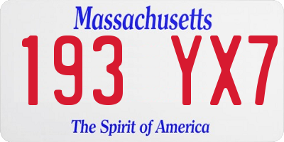 MA license plate 193YX7