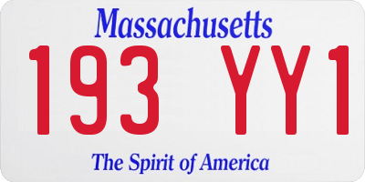 MA license plate 193YY1