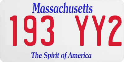 MA license plate 193YY2