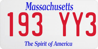 MA license plate 193YY3