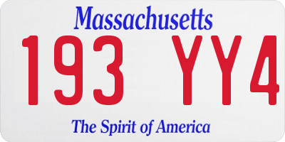 MA license plate 193YY4