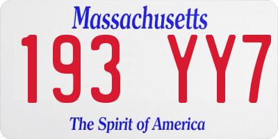 MA license plate 193YY7