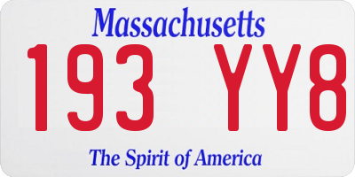 MA license plate 193YY8