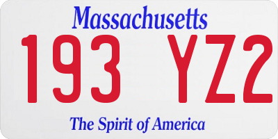 MA license plate 193YZ2