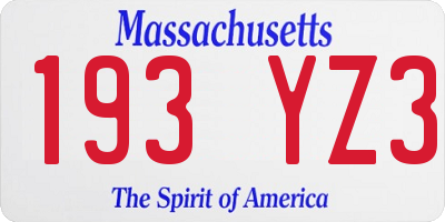 MA license plate 193YZ3