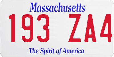 MA license plate 193ZA4