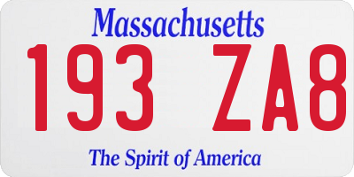 MA license plate 193ZA8