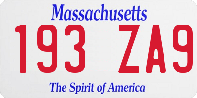 MA license plate 193ZA9