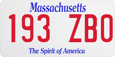 MA license plate 193ZB0