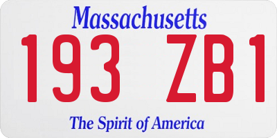 MA license plate 193ZB1