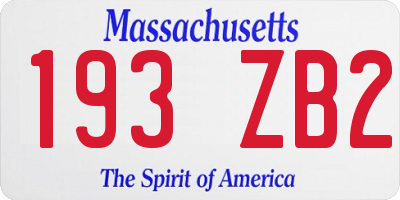MA license plate 193ZB2