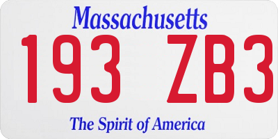 MA license plate 193ZB3