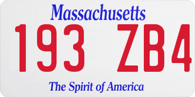 MA license plate 193ZB4