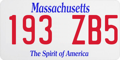 MA license plate 193ZB5