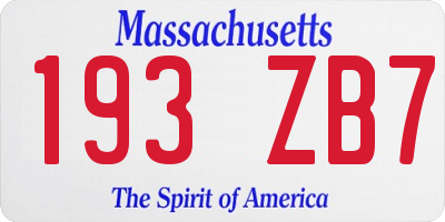MA license plate 193ZB7