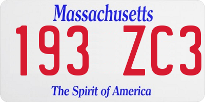 MA license plate 193ZC3