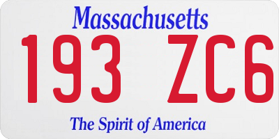 MA license plate 193ZC6