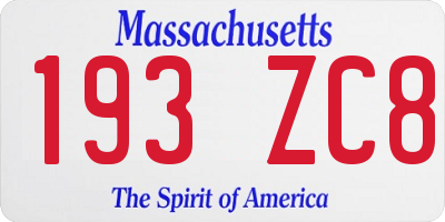 MA license plate 193ZC8