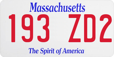 MA license plate 193ZD2