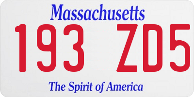 MA license plate 193ZD5