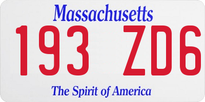 MA license plate 193ZD6