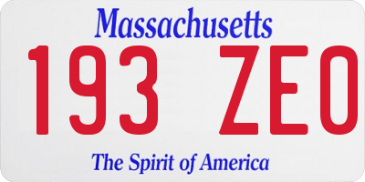 MA license plate 193ZE0