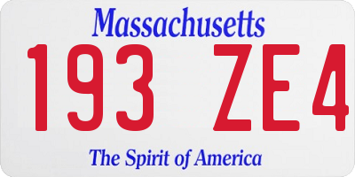 MA license plate 193ZE4