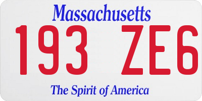 MA license plate 193ZE6