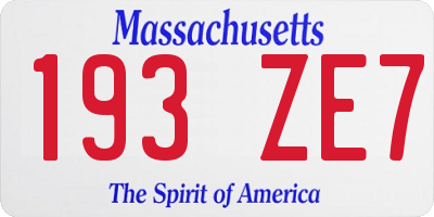 MA license plate 193ZE7