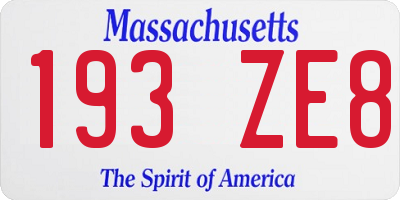 MA license plate 193ZE8