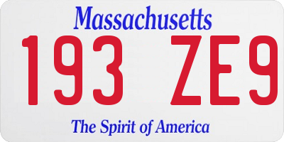 MA license plate 193ZE9