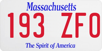 MA license plate 193ZF0