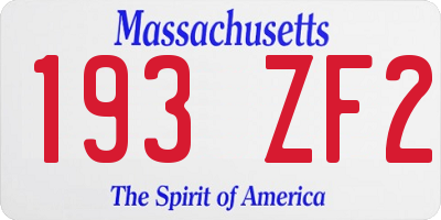 MA license plate 193ZF2