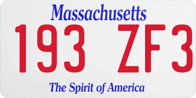MA license plate 193ZF3