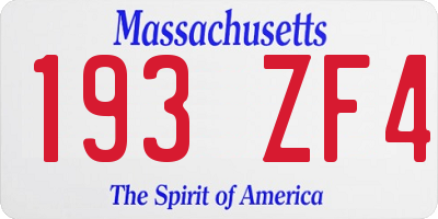 MA license plate 193ZF4