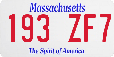 MA license plate 193ZF7
