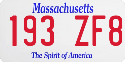 MA license plate 193ZF8