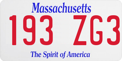 MA license plate 193ZG3