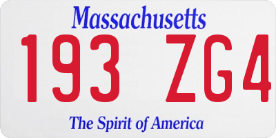 MA license plate 193ZG4
