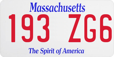 MA license plate 193ZG6