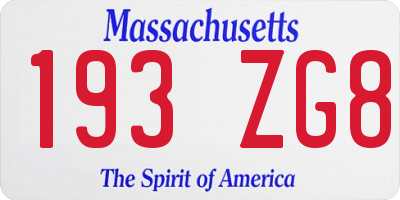 MA license plate 193ZG8